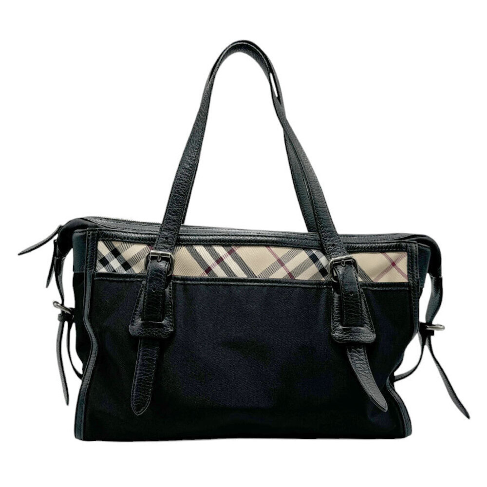 Burberry Shoulder Black Bag Beige Leather Check Nova Jacquard - Picture 2 of 4